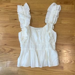 Never worn white frilly Abercrombie top size small with tags